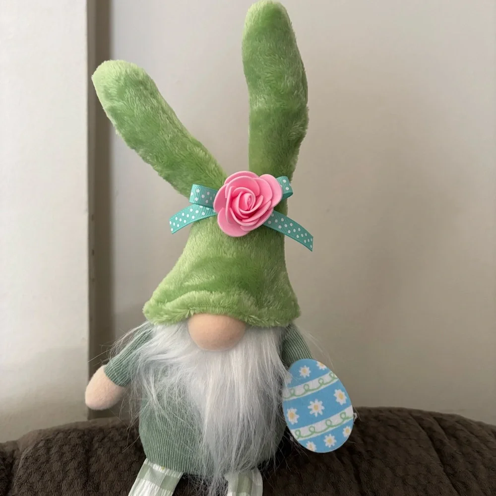 Green Bunny Fabric Table Top Gnome - Picture 4 of 8